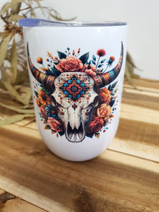 Colourful Cow Skull Mini Travel Cup 